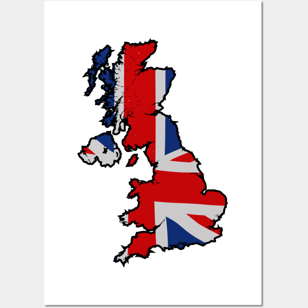 Great Britain (black outline) Wall Art by Sharkshock